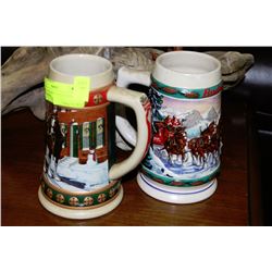 TWO BUDWEISER COLLECTIBLE BEER STEINS