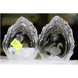 LOT OF 2 CRYSTAL SIGNED HOVMAN TORP MADE IN SWEDEN