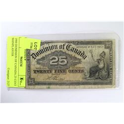 1900 DOMINION OF CANADA 25 CENT SHINPLASTER