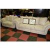 Image 1 : BEIGE MICROFIBRE SOFA AND LOVE SEAT