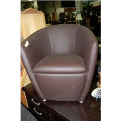 SMALL BROWN LEATHER CHAIR