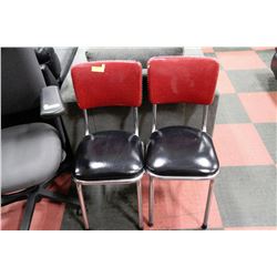 PAIR OF VINTAGE BLACK & RED CHAIRS