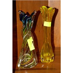 2 DECORATIVE GLASS VASES