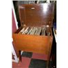 Image 1 : VINTAGE RECORDS HOLDER WITH ASSORTED RECORDS