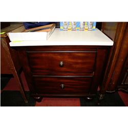 WHITE AND BROWN 2 TONE 2 DRAWER NIGHT STAND