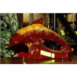LARGE BLUE MOUNTAIN POTTERY DOLPHIN