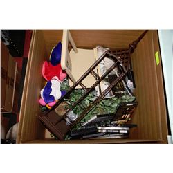 BOX OF DVD'S AND HOUSEHOLD MISC