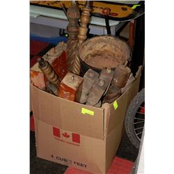 ESTATE BOX OF VINTAGE TABLE LEGS