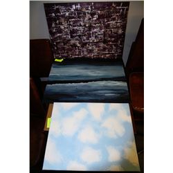 3 ABSTRACT OIL PAINTINGS - NO FRAMES