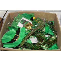 LARGE BOX OF ST PATRICK  DAY STUFF INCL. HATS,
