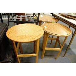 3 WOOD ROUND END TABLES