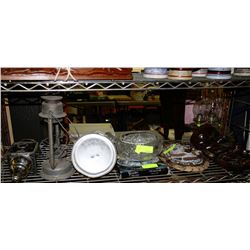 SHELF #3 INCLUDES 2 AFRICAN MASKS, PINWHEEL CRYSTL