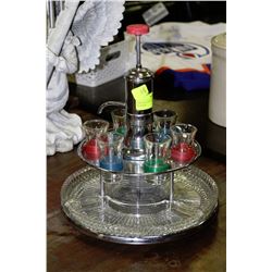 VINTAGE SHOT DISPENSER & GLASSES