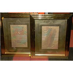 PAIR OF FRAMED BRASS PICTURES