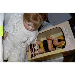 BASKET WITH 2 COLLECTOR DOLLS INCL. ANNE GEDDES &