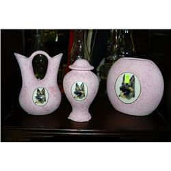 3PC GERMAN SHEPHERD VASE & URN SET