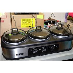 BELLA 3 CROCK SLOW COOKER/WARMING STATION