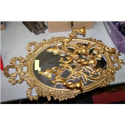 ESTATE VINTAGE 3PC MIRROR AND CANDLEHOLDER SET