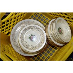 LOT OF 43PC TUDOR ROSE GEORGIAN CHINA 22KT.GOLD