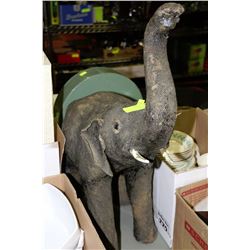 LARGE BURLAP ELEPHANT STANDING WITH TRUNK UP