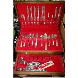 SILVERWARE CHEST WITH CONTENTS