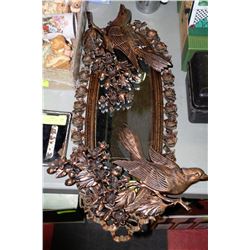 LOT OF 3PC COPPER MIRROR AND 2 BIRD SET WALL
