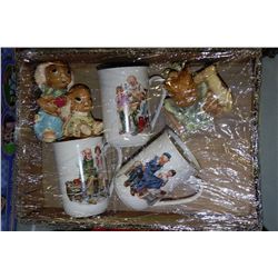 BOX OF COLLECTIBLE MUGS & PENDELTON FIGURES