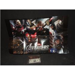 AVENGERS PROMO POSTER SIGNED BY ROBERT DOWNEY JR CHRIS EVANS & CHRIS HEMSWORTH