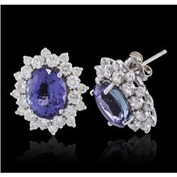 14KT White Gold 5.82ctw Tanzanite and Diamond Earrings