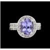 Image 2 : 3.57ct Tanzanite and Diamond Ring - 14KT White Gold
