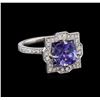 Image 1 : 3.32ct Tanzanite and Diamond Ring - Platinum