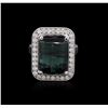 Image 2 : 14KT White Gold 11.30ct Tourmaline and Diamond Ring