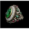 Image 2 : 16.22ct Green Crystal and Multi Gemstone Ring - 925 SILVER