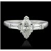 Image 2 : Platinum 1.39ctw Marquise Cut Diamond Ring