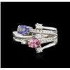 Image 2 : 14KT White Gold 1.58ctw Sapphire and Diamond Ring