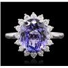 Image 1 : 14KT White Gold 4.50ct Tanzanite and Diamond Ring