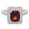 Image 2 : 14KT White Gold 2.95ct Garnet and Diamond Ring