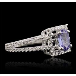 18KT White Gold 0.83ct Tanzanite and Diamond Ring