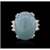 Image 2 : 14KT White Gold 7.60ct Aquamarine and Diamond Ring