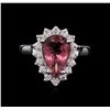 Image 2 : 2.96ct Pink Tourmaline and Diamond Ring - 14KT White Gold