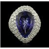 Image 2 : 14KT White Gold 14.82ct GIA Certified Tanzanite and Diamond Ring