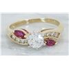 Image 4 : 0.61ctw Diamond and Ruby Ring - 14KT Yellow Gold