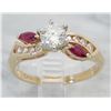 Image 7 : 0.61ctw Diamond and Ruby Ring - 14KT Yellow Gold