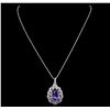 Image 2 : 14KT White Gold 8.01ct Tanzanite and Diamond Pendant With Chain