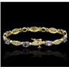 Image 2 : 14KT Yellow Gold 5.36ctw Tanzanite and Diamond Bracelet