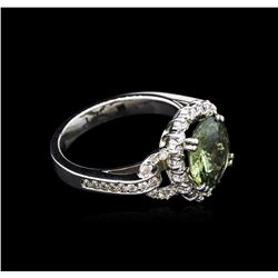 3.01ct Green Sapphire and Diamond Ring - 14KT White Gold