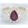 Image 7 : 1.45ct Ruby and Diamond Ring - 14KT Yellow Gold