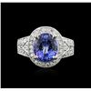 Image 2 : 14KT White Gold 3.72ct Tanzanite and Diamond Ring