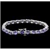 Image 2 : 10.73ctw Tanzanite and Diamond Bracelet - 14KT White Gold