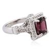 Image 1 : 14KT White Gold 3.09ct Rhodolite Garnet and Diamond Ring